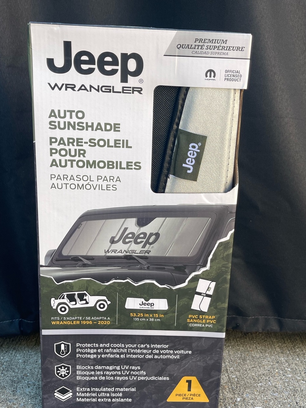 Jeep Wrangler Auto Sunshade - Silver Authentic New In The Box